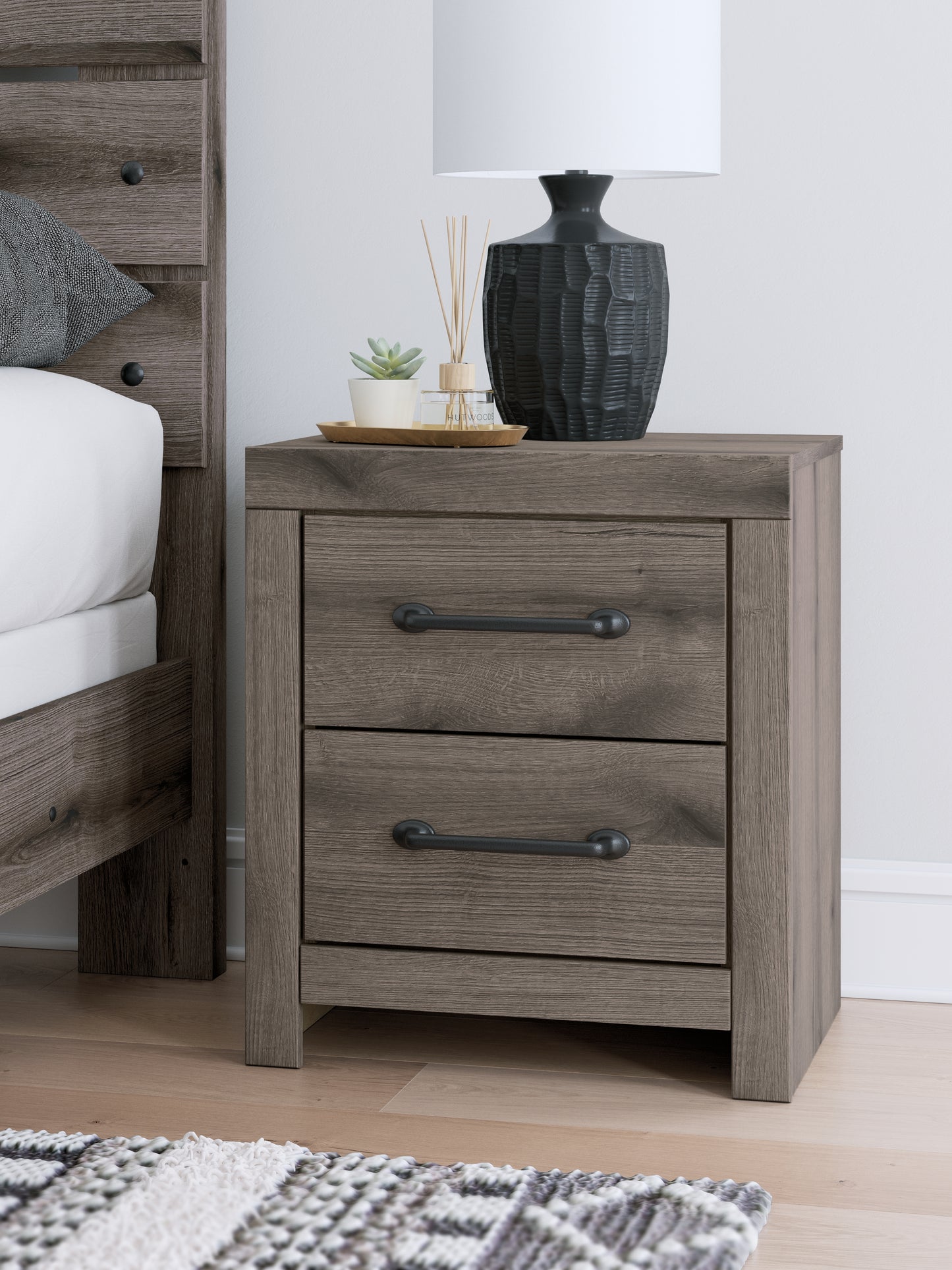Myers Furniture Outlet - Ashley Furniture - Graystorm Bedroom - Two Drawer Night Stand / Brown Gray - PCB2405-92
