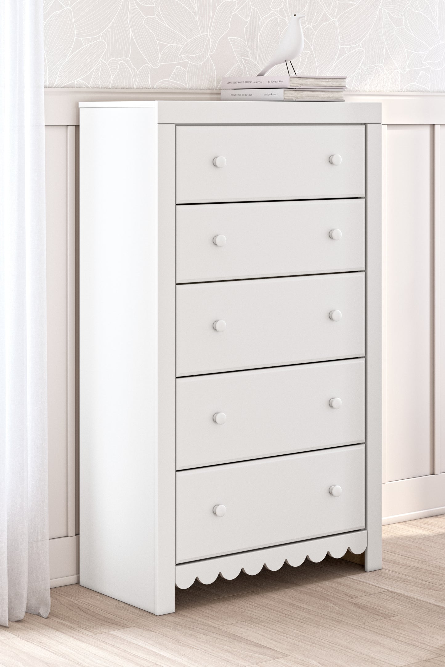 Myers Furniture Outlet - Ashley Furniture - Mollviney Bedroom - Five Drawer Chest / White - B2540-46
