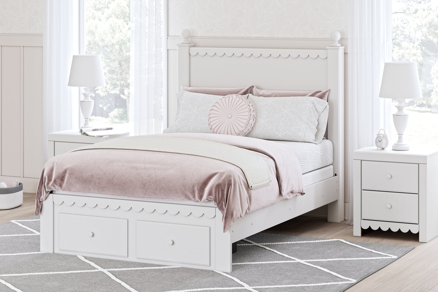 Myers Furniture Outlet - Ashley Furniture - Mollviney Bedroom - Full Panel Storage Bed / White - B2540B7