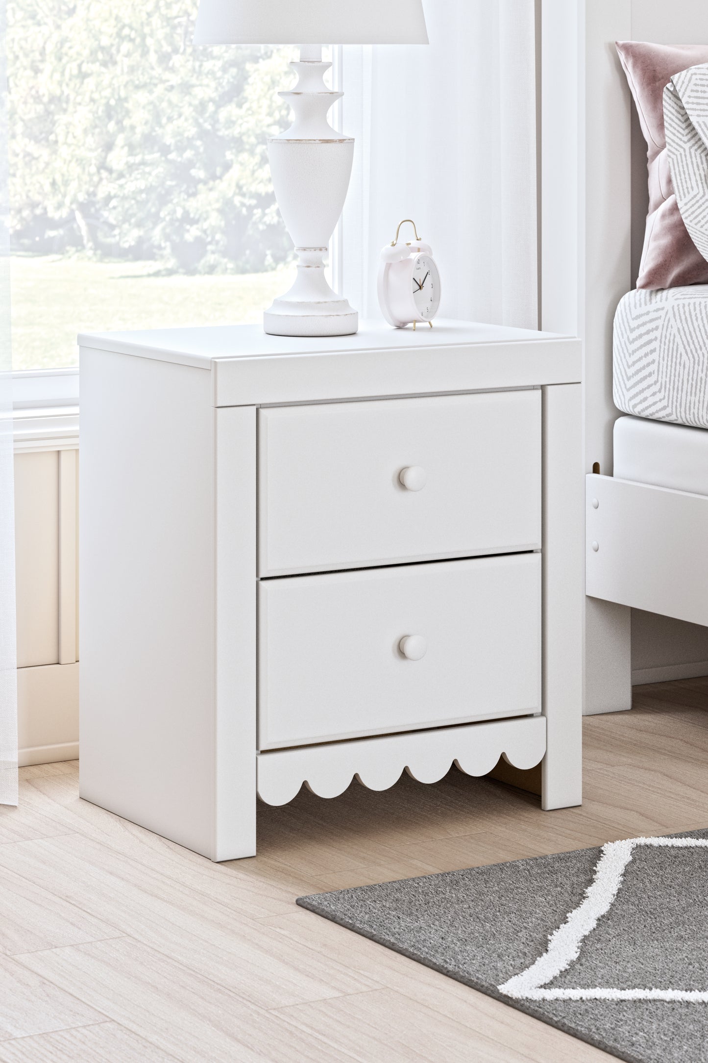 Myers Furniture Outlet - Ashley Furniture - Mollviney Bedroom - Two Drawer Night Stand / White - B2540-92