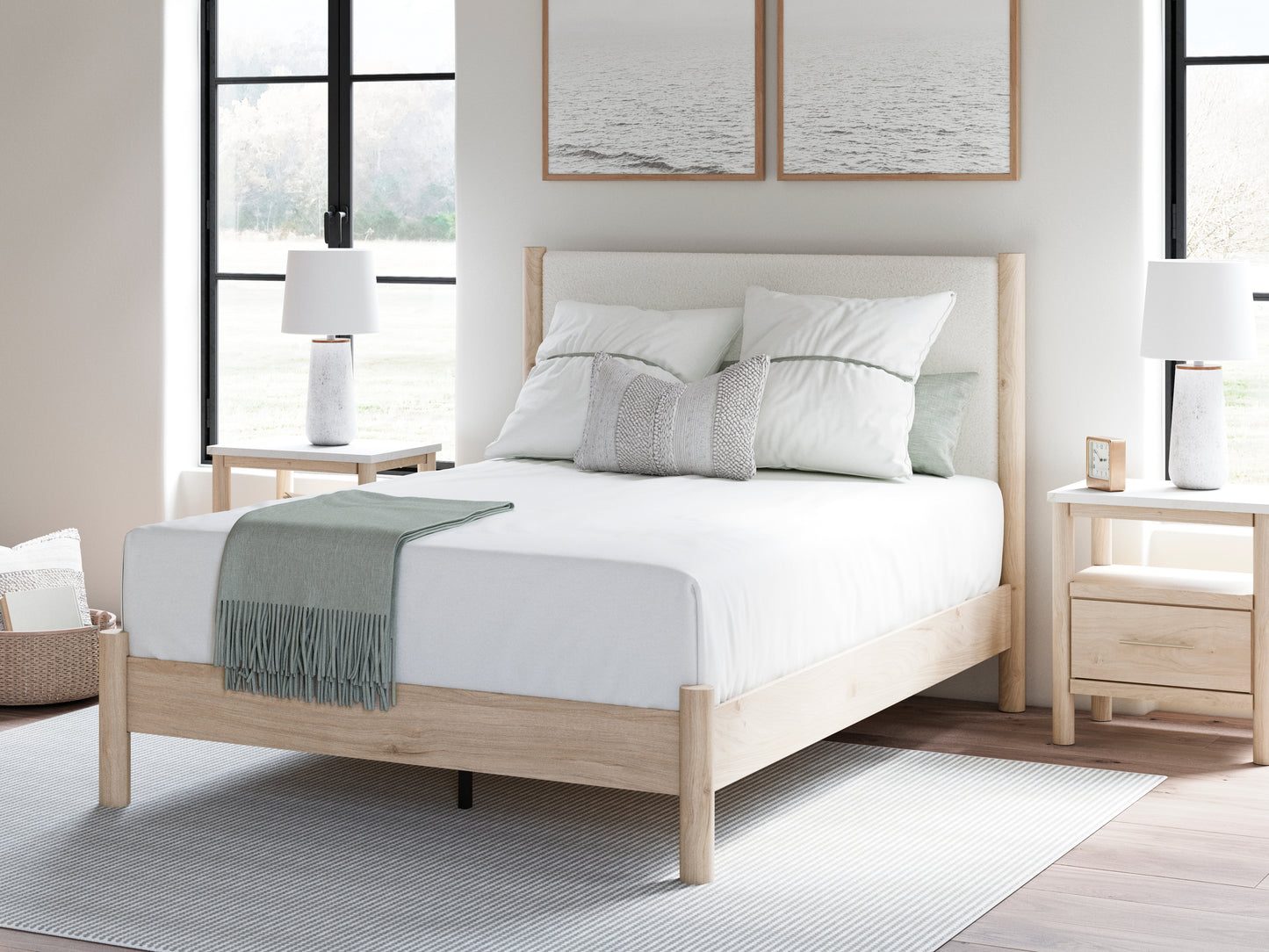 Myers Furniture Outlet - Ashley Furniture - Cadmori Bedroom - Queen Upholstered Panel Bed / Two-tone - B2615B4