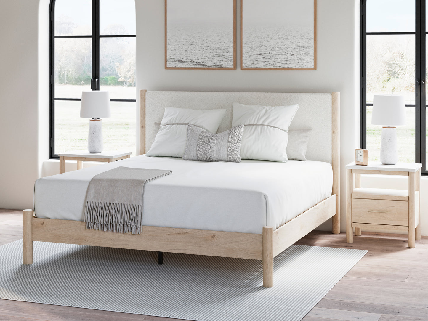 Myers Furniture Outlet - Ashley Furniture - Cadmori Bedroom - King Upholstered Panel Bed / Two-tone - B2615B7