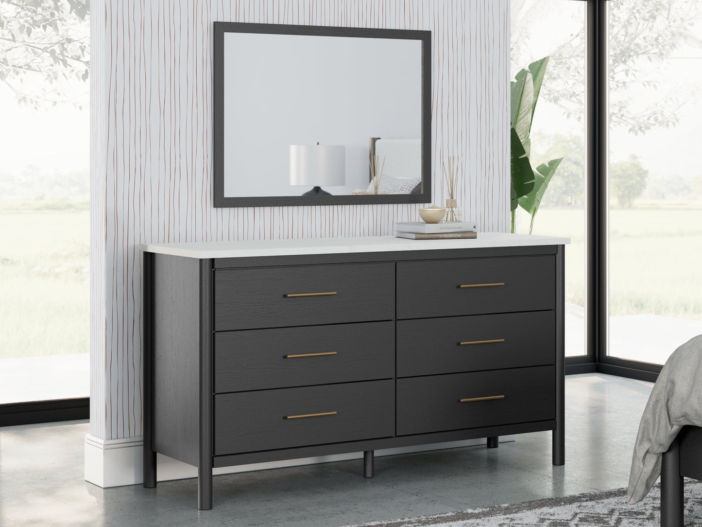 Myers Furniture Outlet - Ashley Furniture - Cadmori Bedroom - Dresser and Mirror / Black/White - B2616B1