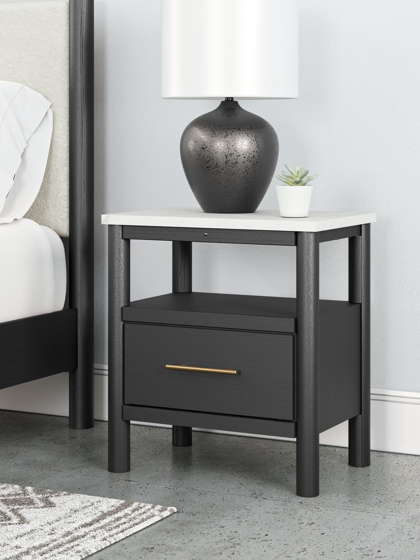 Myers Furniture Outlet - Ashley Furniture - Cadmori Bedroom - One Drawer Night Stand / Black/White - B2616-91