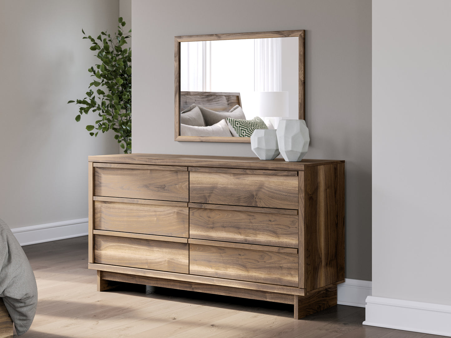 Myers Furniture Outlet - Ashley Furniture - Chirason Bedroom - Dresser and Mirror / Brown - PCB3367B1