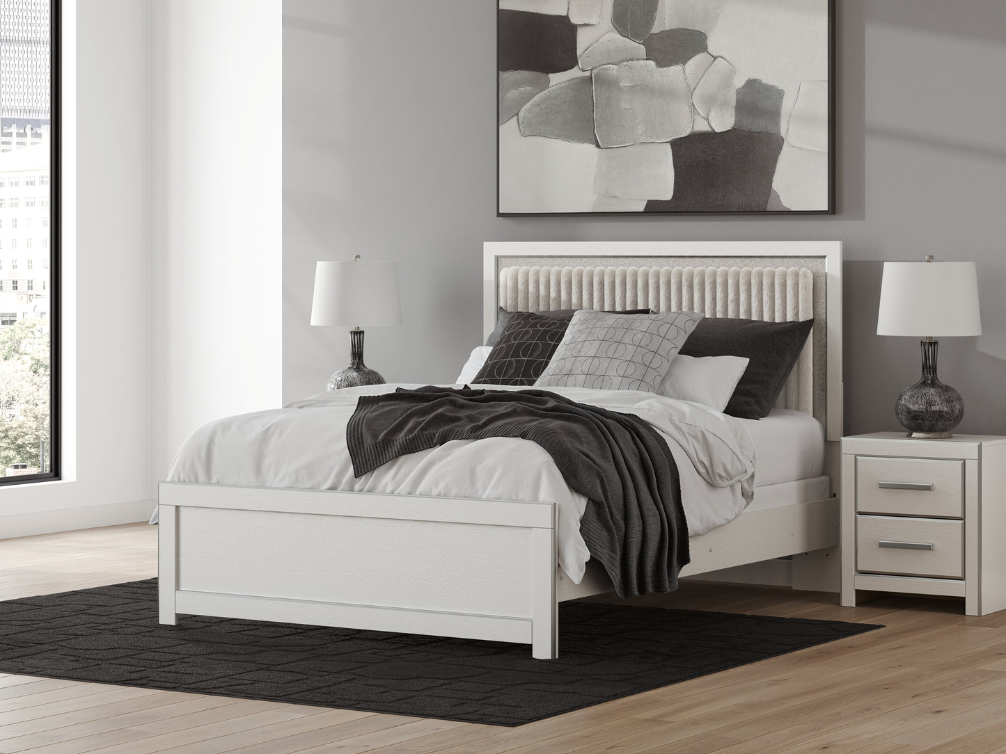 Myers Furniture Outlet - Ashley Furniture - Zuraleus Bedroom - Queen Upholstered Panel Bed / White - PCB3381B6