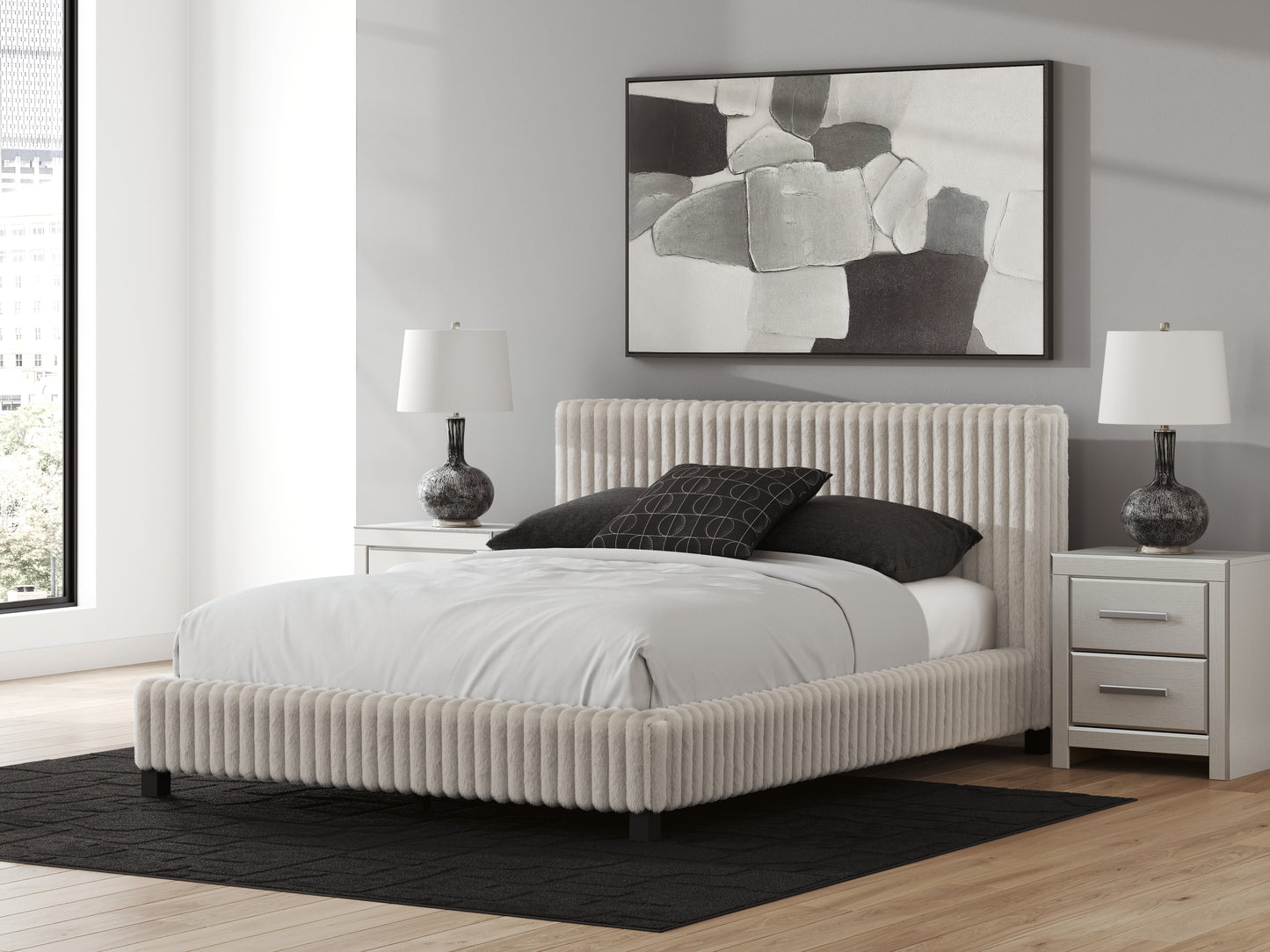 Myers Furniture Outlet - Ashley Furniture - Zuraleus Bedroom - Queen Upholstered Bed / White - PCB3381B11