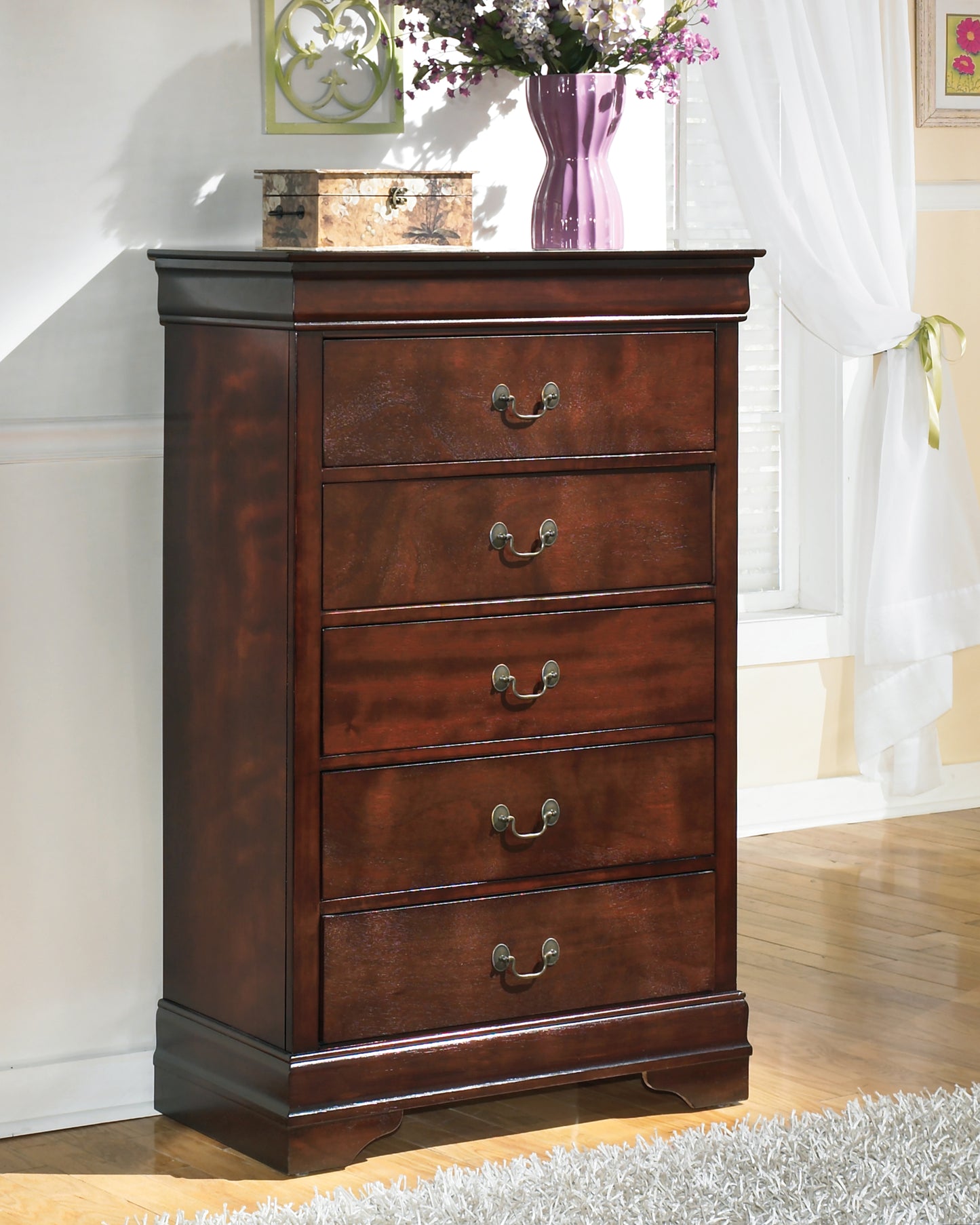 Myers Furniture Outlet - Ashley Furniture - Alisdair Bedroom - Chest / Reddish Brown - B376-46