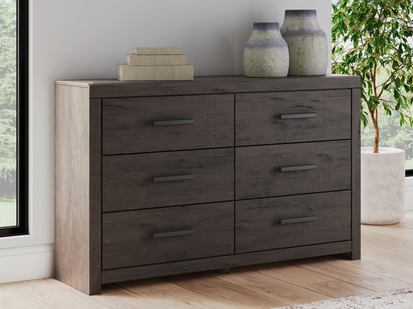 Myers Furniture Outlet - Ashley Furniture - Prendonea Bedroom - Six Drawer Dresser / Charcoal - B3789-31