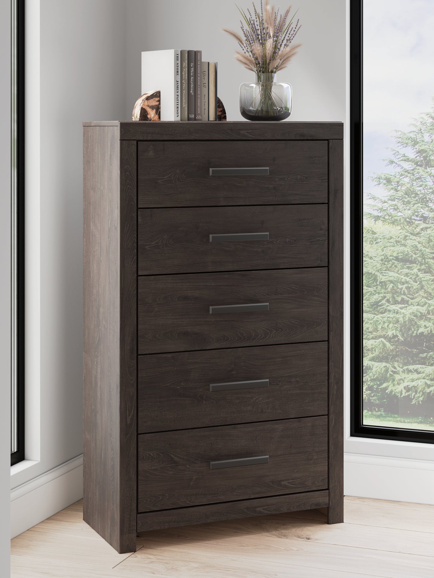 Myers Furniture Outlet - Ashley Furniture - Prendonea Bedroom - Five Drawer Chest / Charcoal - B3789-46