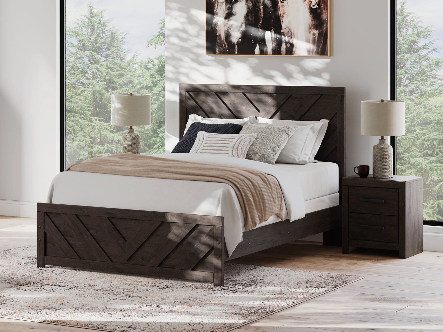 Myers Furniture Outlet - Ashley Furniture - Prendonea Bedroom - Queen Panel Bed / Charcoal - B3789B4