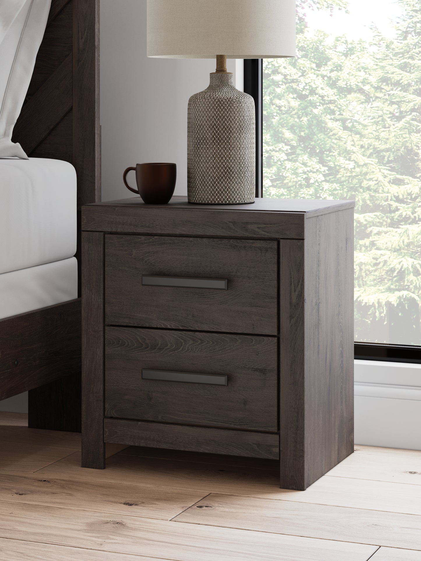 Myers Furniture Outlet - Ashley Furniture - Prendonea Bedroom - Two Drawer Night Stand / Charcoal - B3789-92