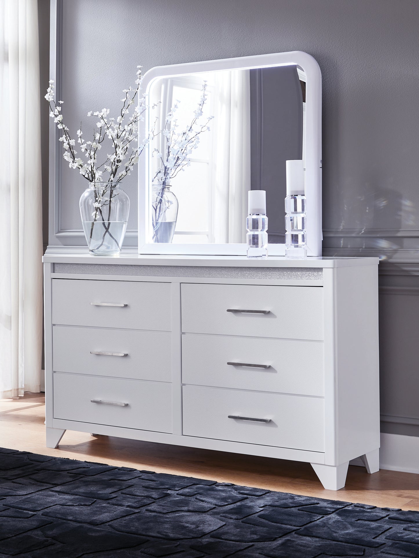 Myers Furniture Outlet - Ashley Furniture - Jarlee Bedroom - Dresser and Mirror / White - PCB392B1