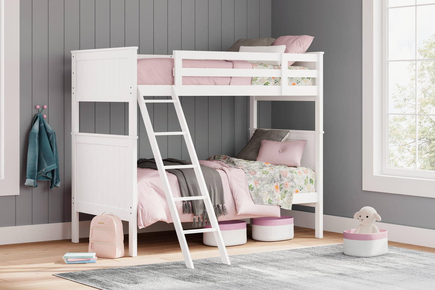 Myers Furniture Outlet - Ashley Furniture - Nextonfort Bedroom - Twin over Twin Bunk Bed / White - B396B6