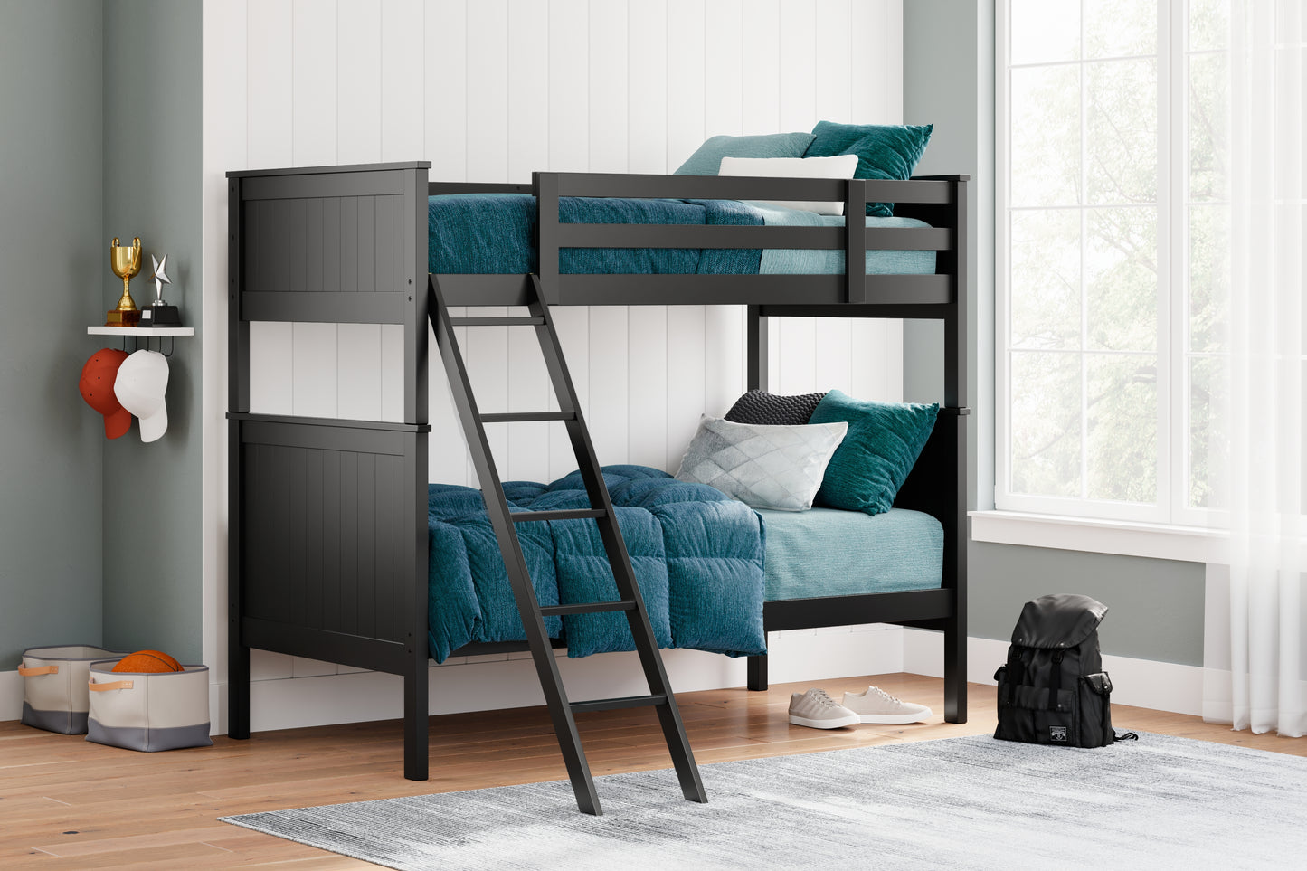 Myers Furniture Outlet - Ashley Furniture - Nextonfort Bedroom - Twin over Twin Bunk Bed / Black - B396B7
