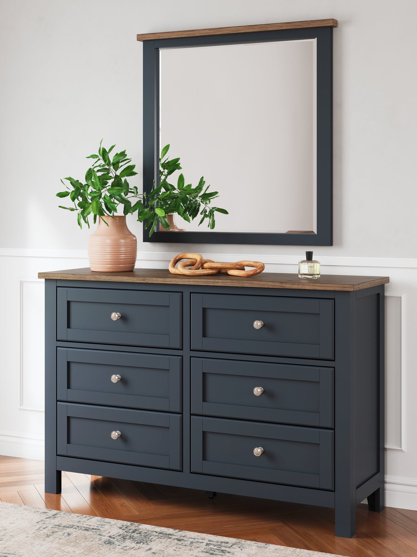 Myers Furniture Outlet - Ashley Furniture - Landocken Bedroom - Dresser and Mirror / Brown/Blue - B414B1