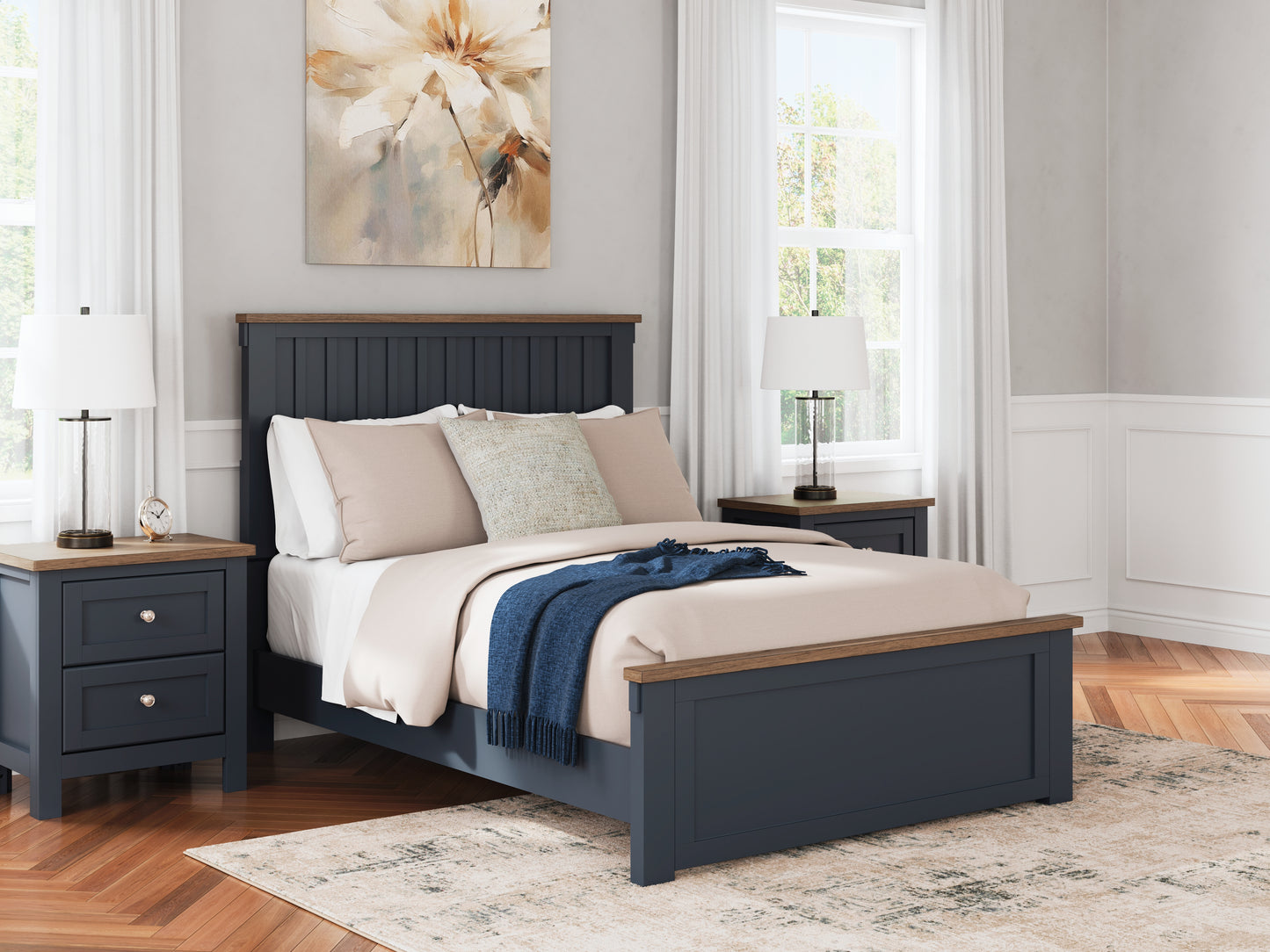 Myers Furniture Outlet - Ashley Furniture - Landocken Bedroom - Full Panel Bed / Brown/Blue - B414B3