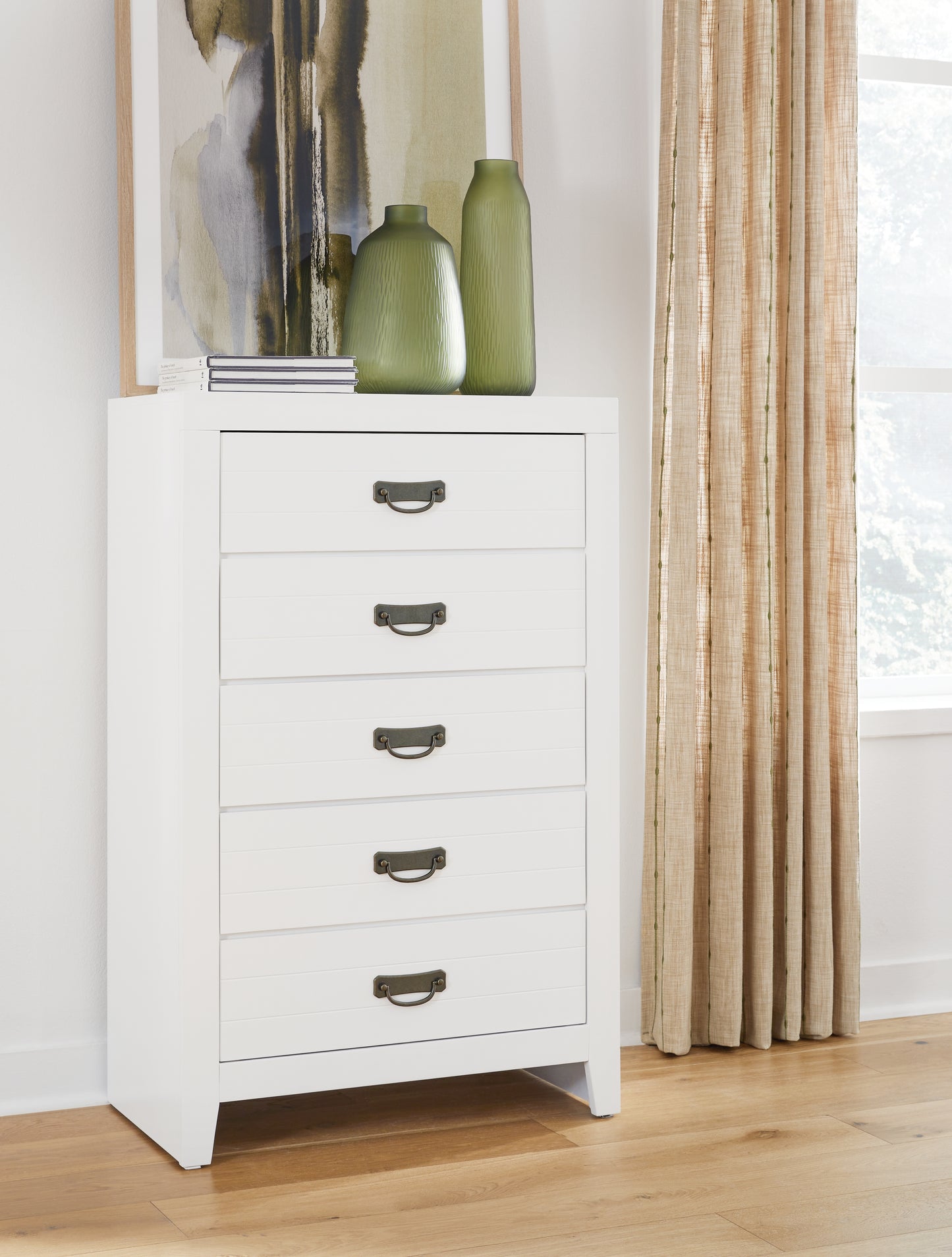 Myers Furniture Outlet - Ashley Furniture - Binterglen Bedroom - Five Drawer Chest / White - B427-46