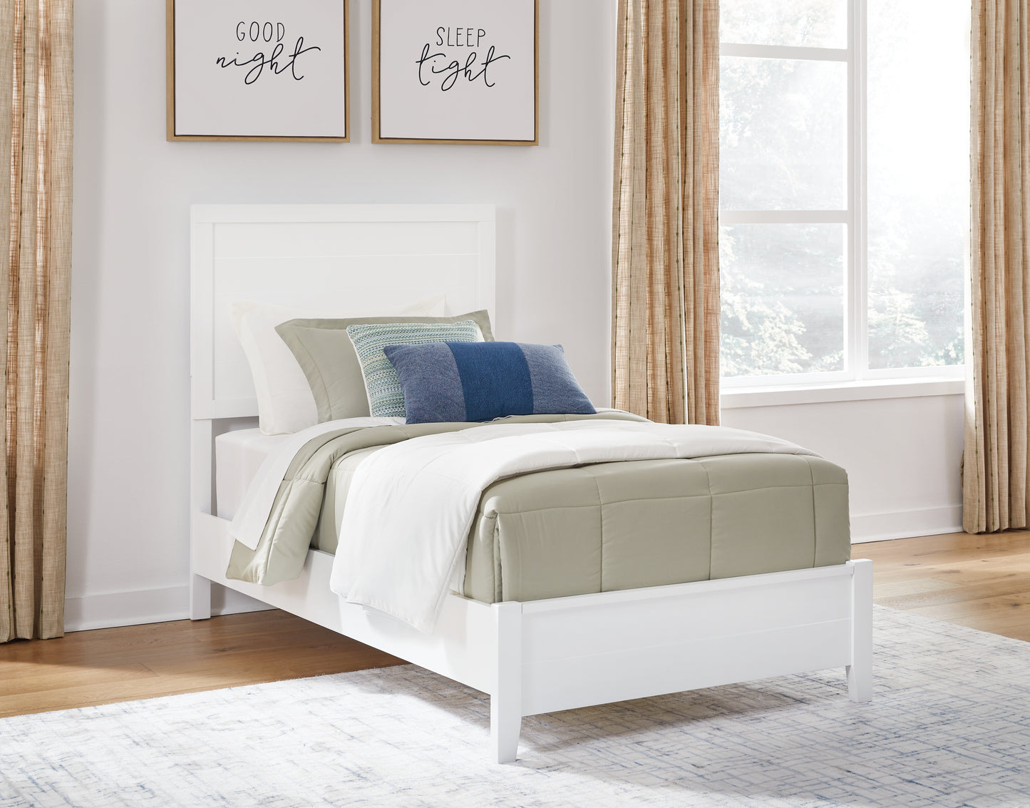 Myers Furniture Outlet - Ashley Furniture - Binterglen Bedroom - Twin Panel Bed / White - B427B2