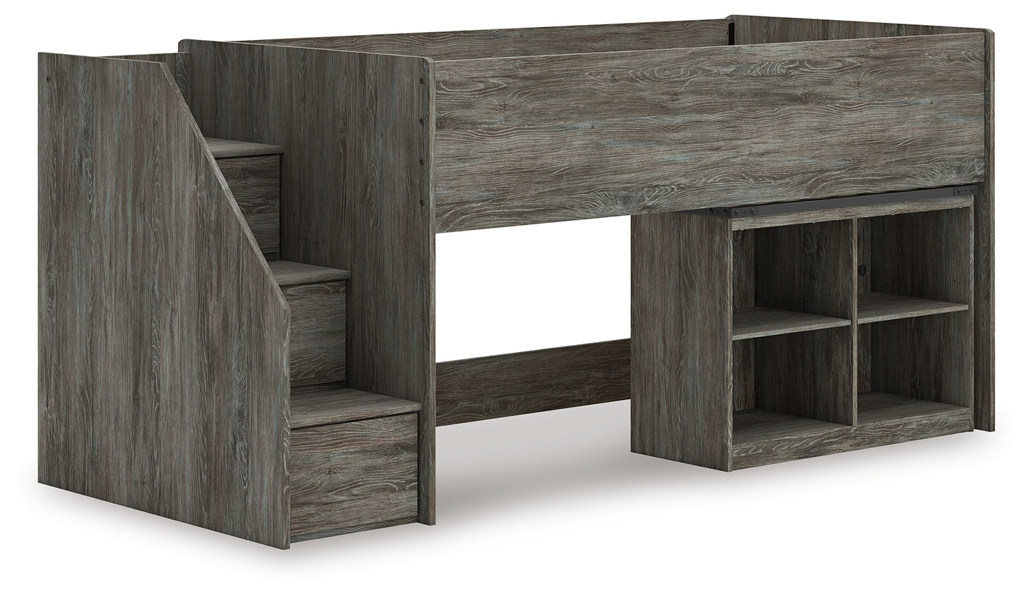Myers Furniture Outlet - Ashley Furniture - Frandern Bedroom - Twin Loft Bed with Bookcase Storage / Gray - B4480B14