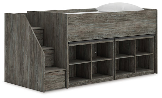 Myers Furniture Outlet - Ashley Furniture - Frandern Twin Loft Bed with Bookcase Storage - Twin Loft Bed with Bookcase Storage / Warm Gray - B4480B25