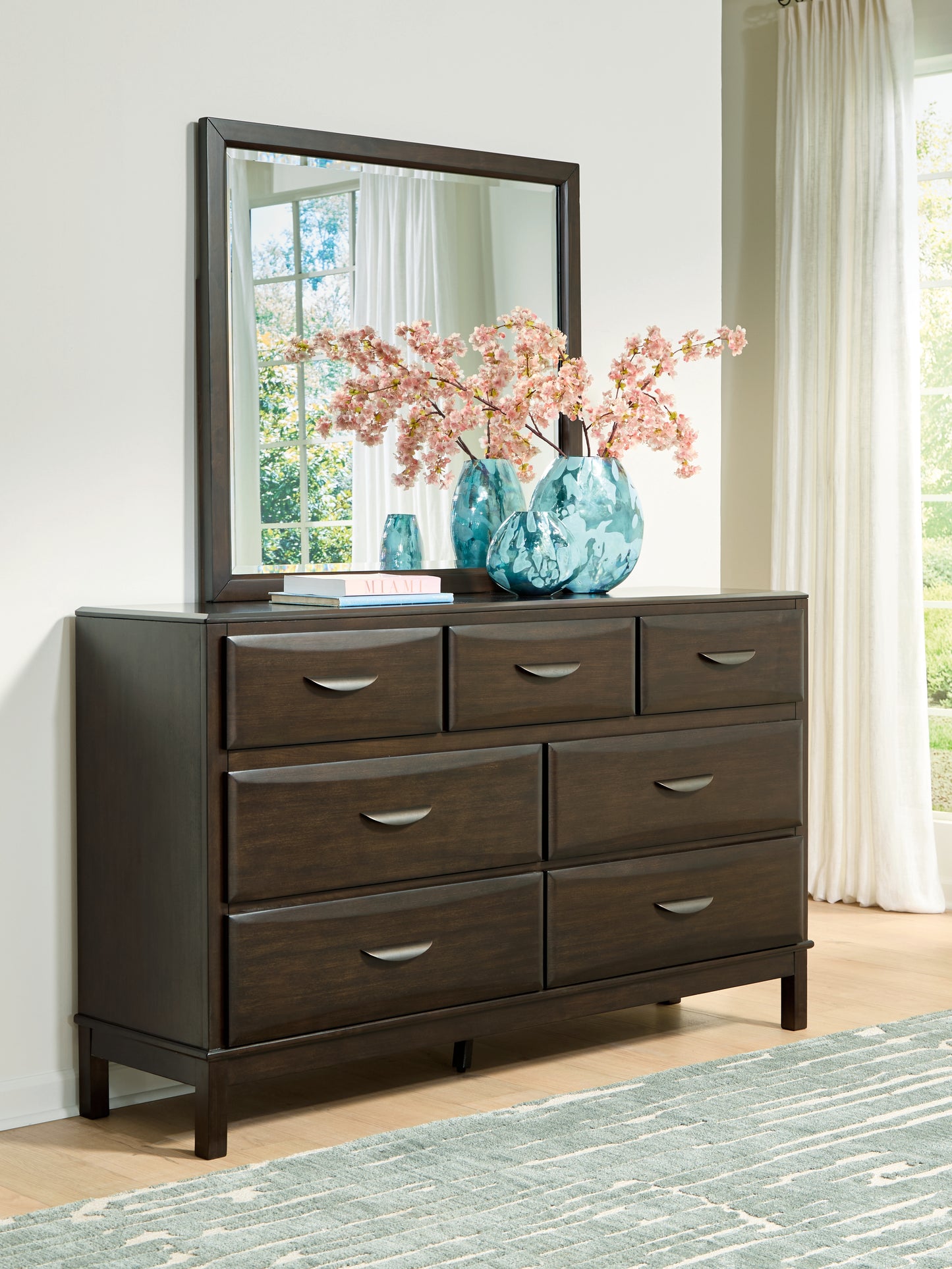 Myers Furniture Outlet - Ashley Furniture - Vanmore Bedroom - Dresser and Mirror / Dark Brown - B479B1