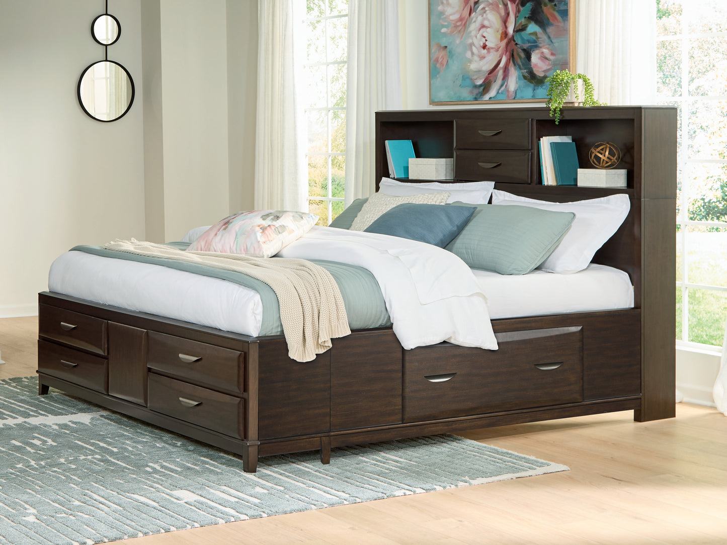 Myers Furniture Outlet - Ashley Furniture - Vanmore Bedroom - King Storage Bed / Dark Brown - B479B6