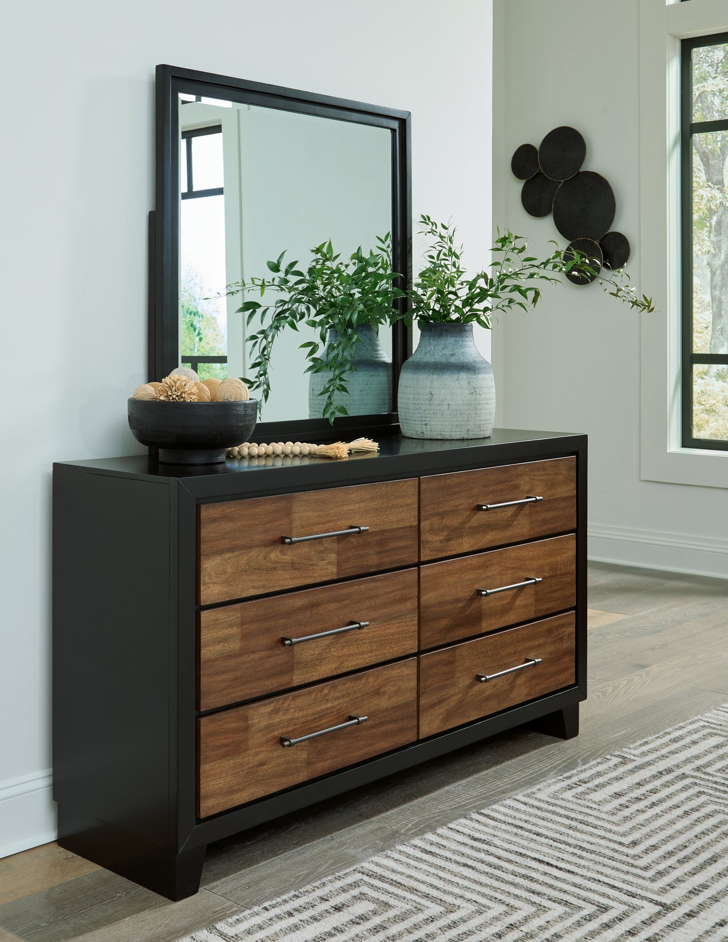 Myers Furniture Outlet - Ashley Furniture - Kraeburn Bedroom - Dresser and Mirror / Brown/Black - B496B1