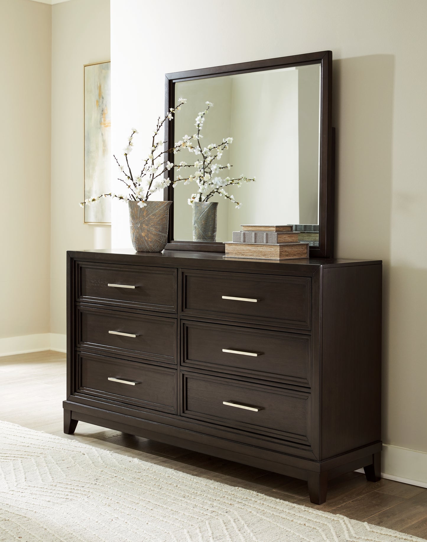 Myers Furniture Outlet - Ashley Furniture - Neymorton Bedroom - Dresser and Mirror / Dark Grayish Brown - B618B1