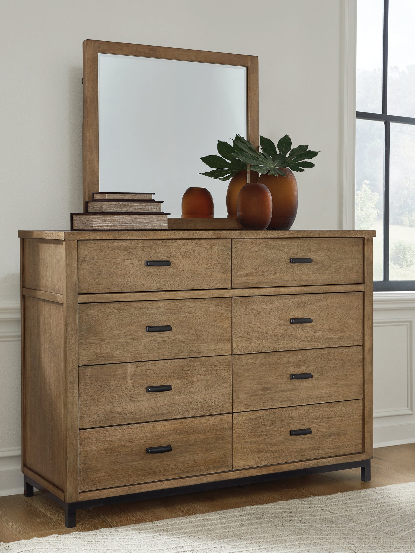 Myers Furniture Outlet - Ashley Furniture - Tomtyn Bedroom - Dresser and Mirror / Light Brown - B622B1