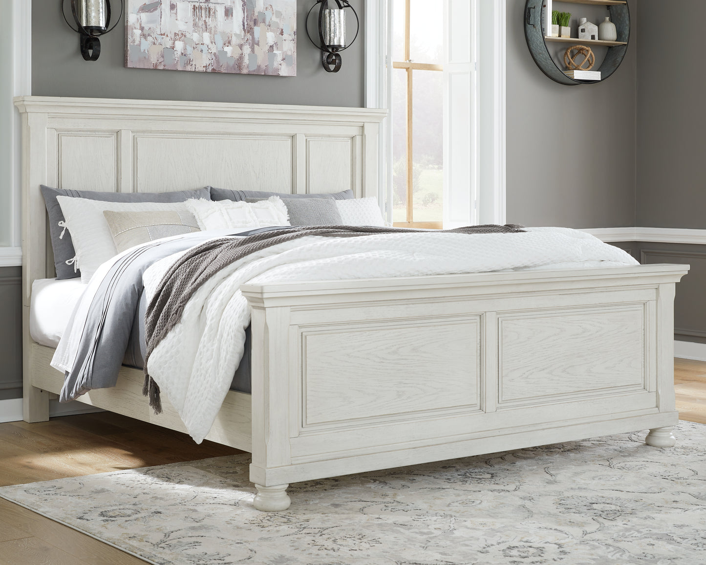 Myers Furniture Outlet - Ashley Furniture - Robbinsdale Bedroom - California King Panel Bed / Antique White - B742B7