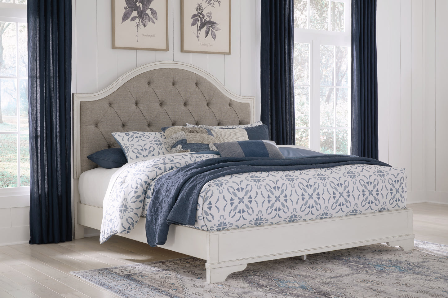 Myers Furniture Outlet - Ashley Furniture - Blendon Bedroom - King Upholstered Panel Bed / Rustic Brown - B747B3