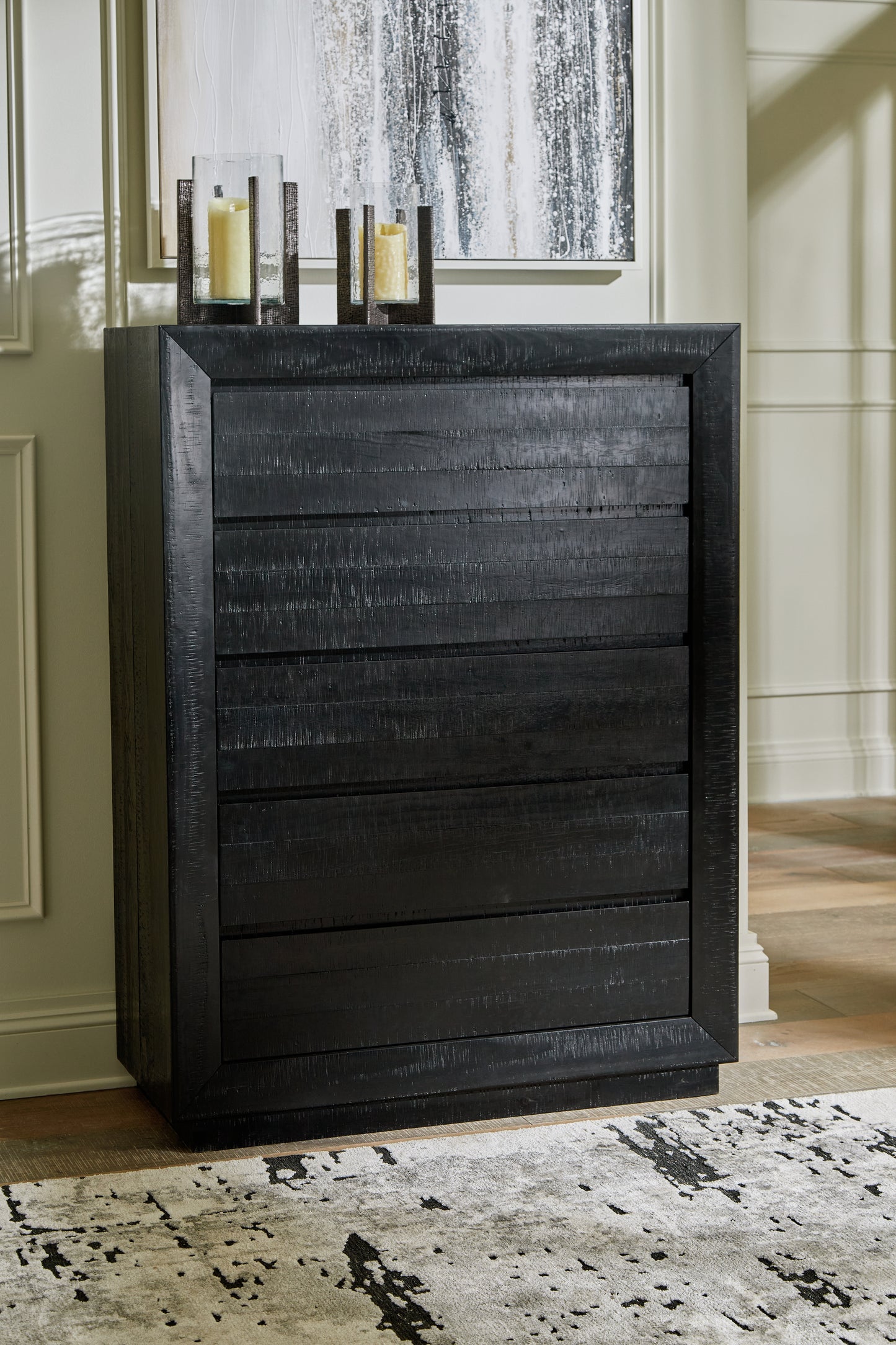 Myers Furniture Outlet - Ashley Furniture - Londer Bedroom - Five Drawer Chest / Black - B768-46