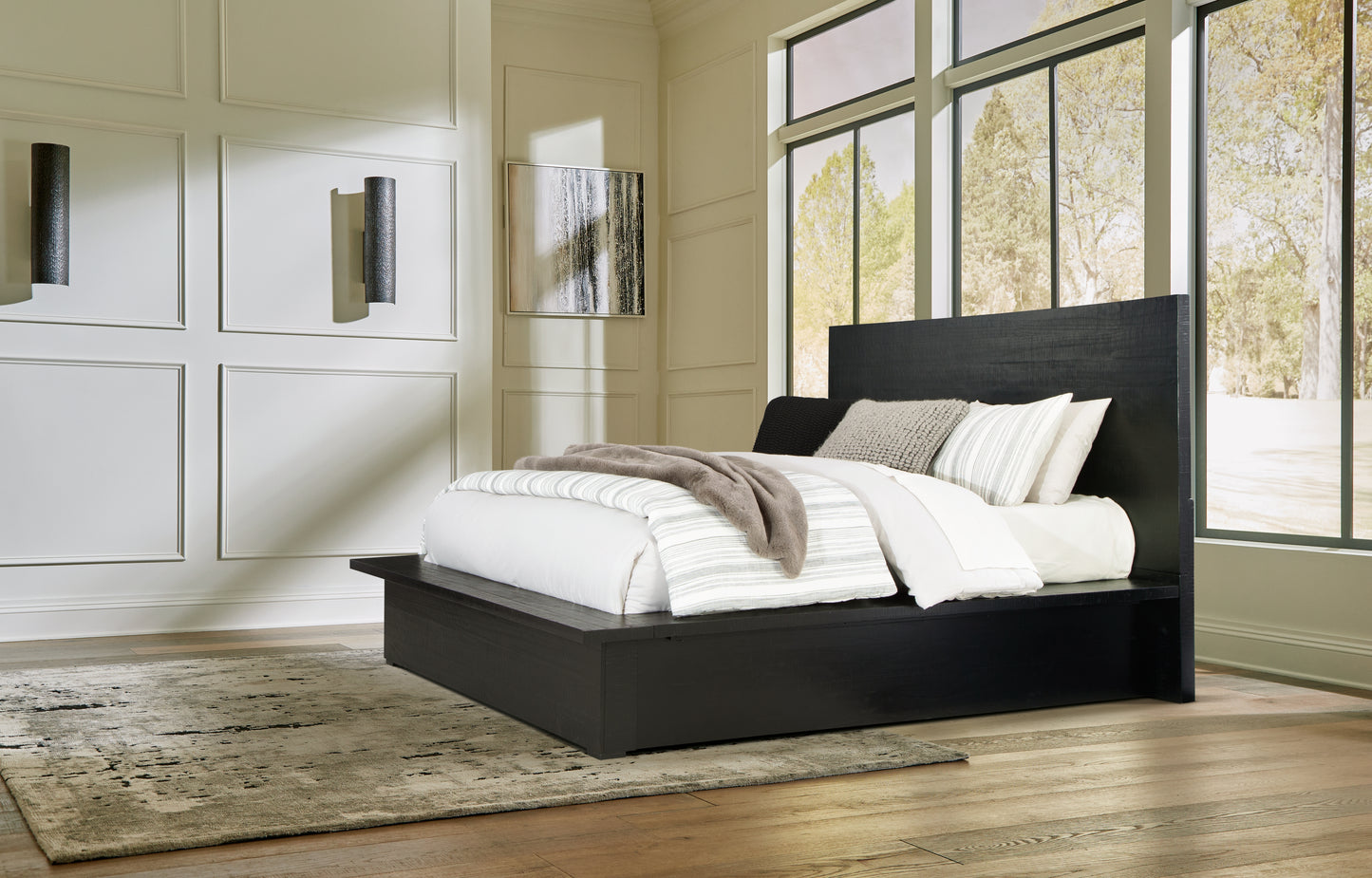Myers Furniture Outlet - Ashley Furniture - Londer Bedroom - Queen Panel Bed / Black - B768B2