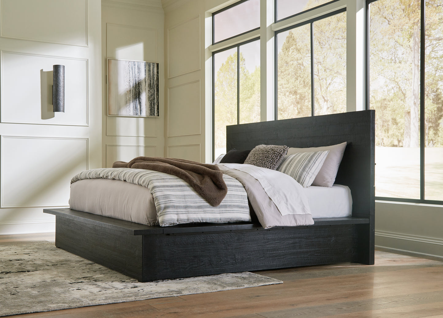 Myers Furniture Outlet - Ashley Furniture - Londer Bedroom - California King Panel Bed / Black - B768B5