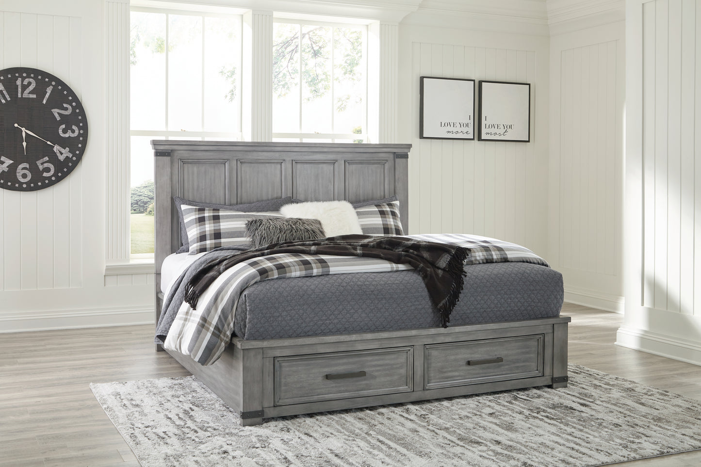Myers Furniture Outlet - Ashley Furniture - Russelyn Bedroom - King Storage Bed / Gray - B772B8