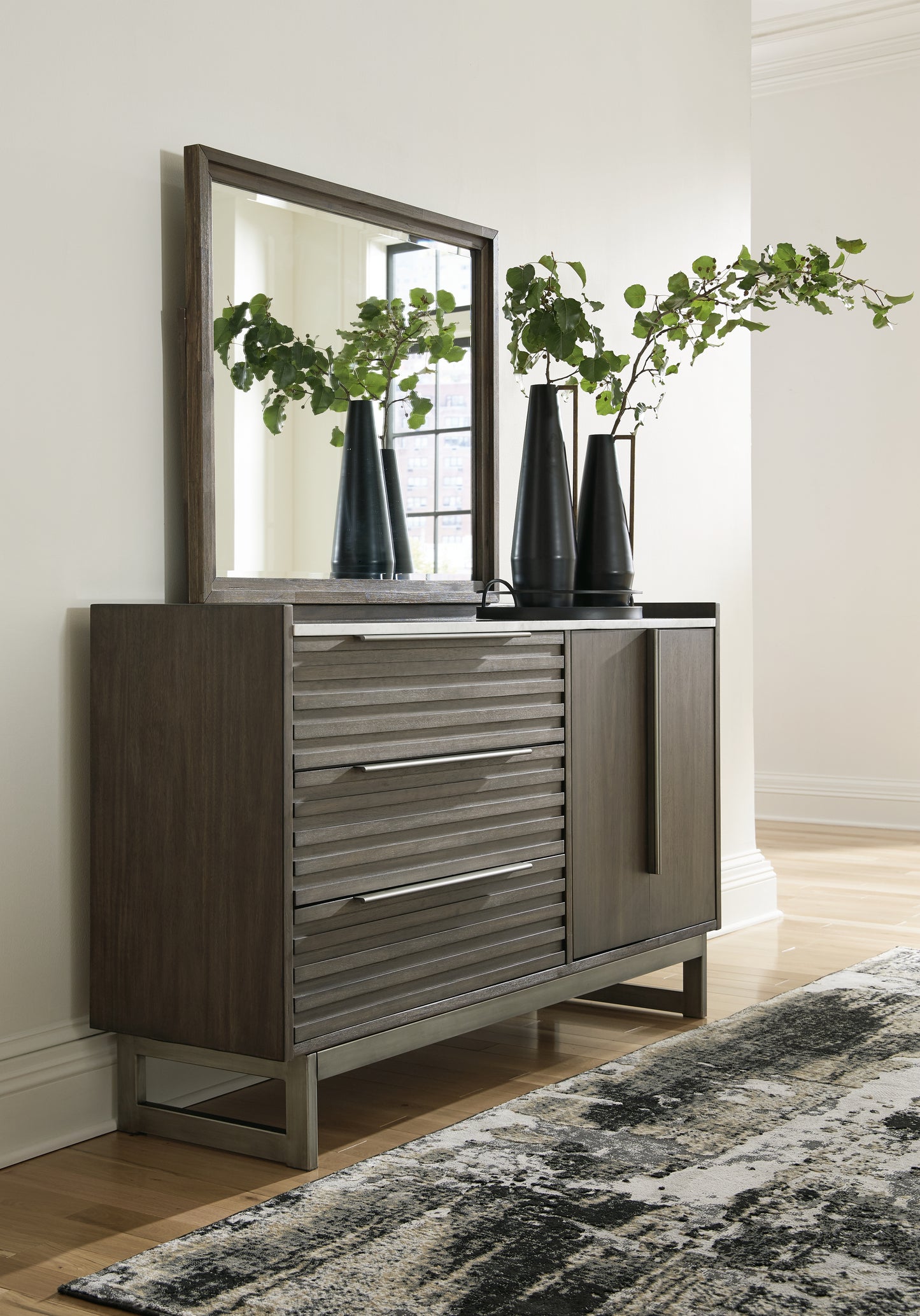 Myers Furniture Outlet - Ashley Furniture - Arkenton Bedroom - Dresser and Mirror / Grayish Brown - B786B1