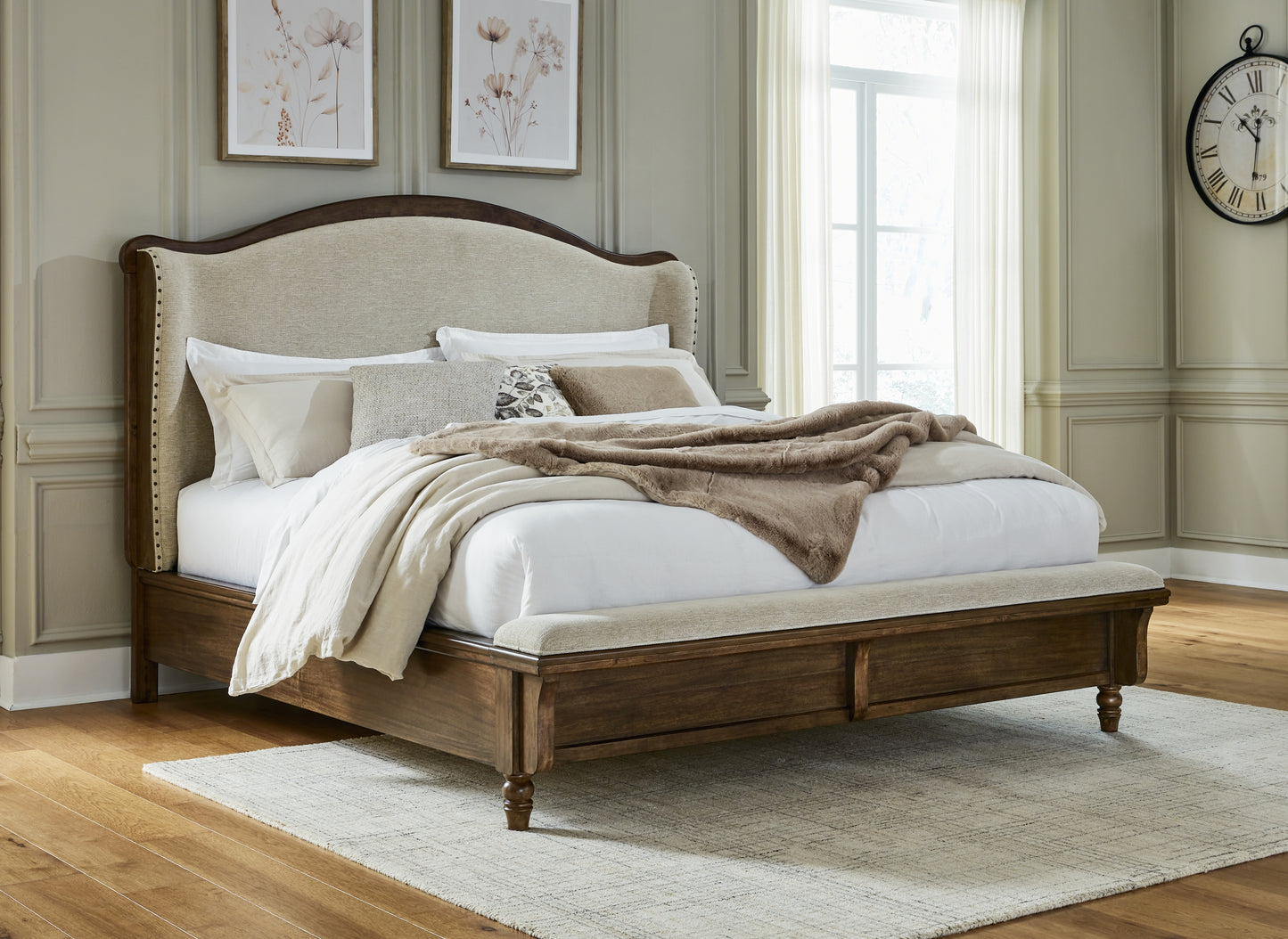 Myers Furniture Outlet - Ashley Furniture - Sturlayne Bedroom - King Upholstered Panel Bed / Brown - B787B4