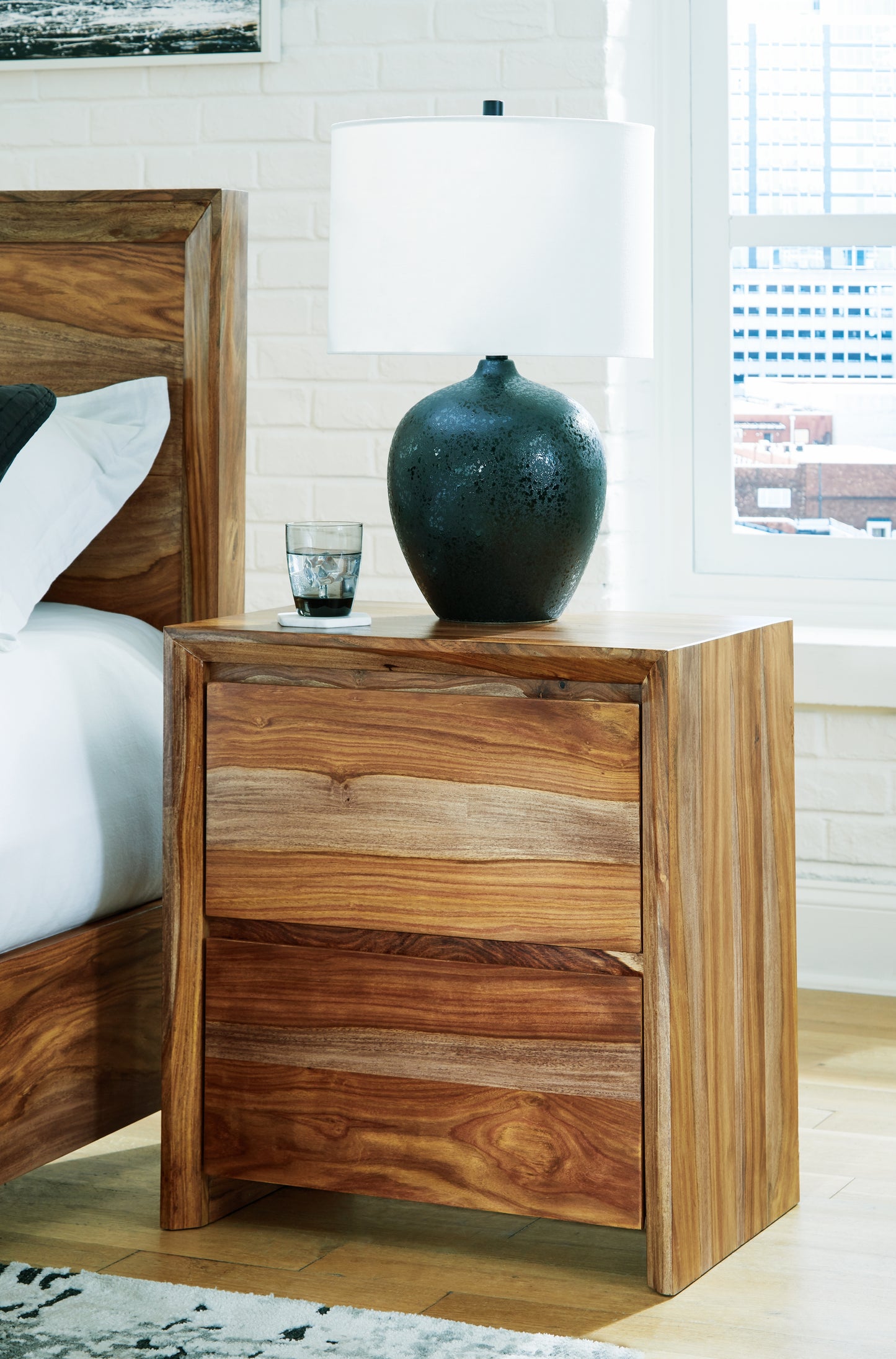 Myers Furniture Outlet - Ashley Furniture - Dressonni Bedroom - Two Drawer Night Stand / Brown - B790-92