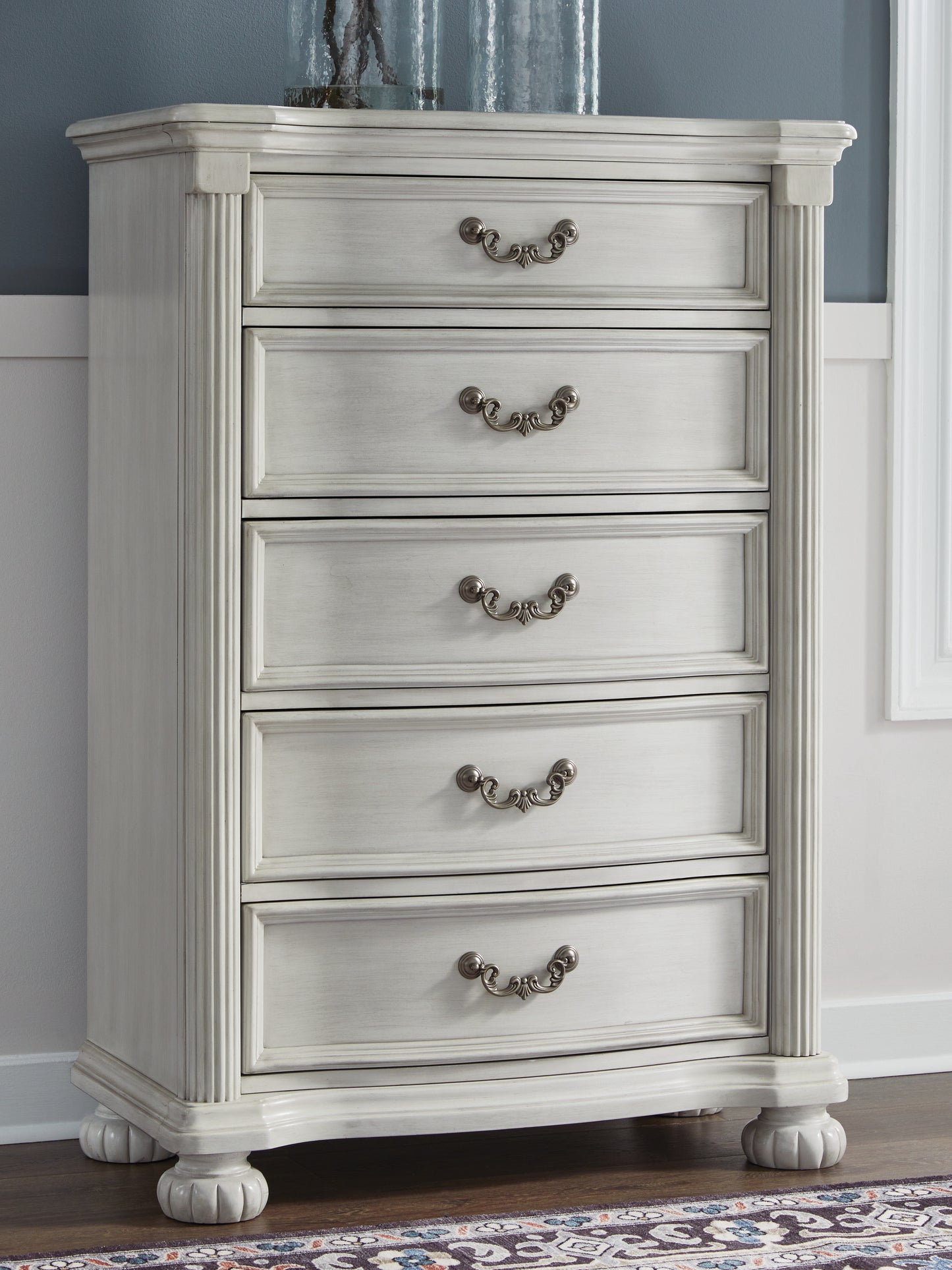 Myers Furniture Outlet - Ashley Furniture - Montelaine Bedroom - Five Drawer Chest / Antique White - B795-46