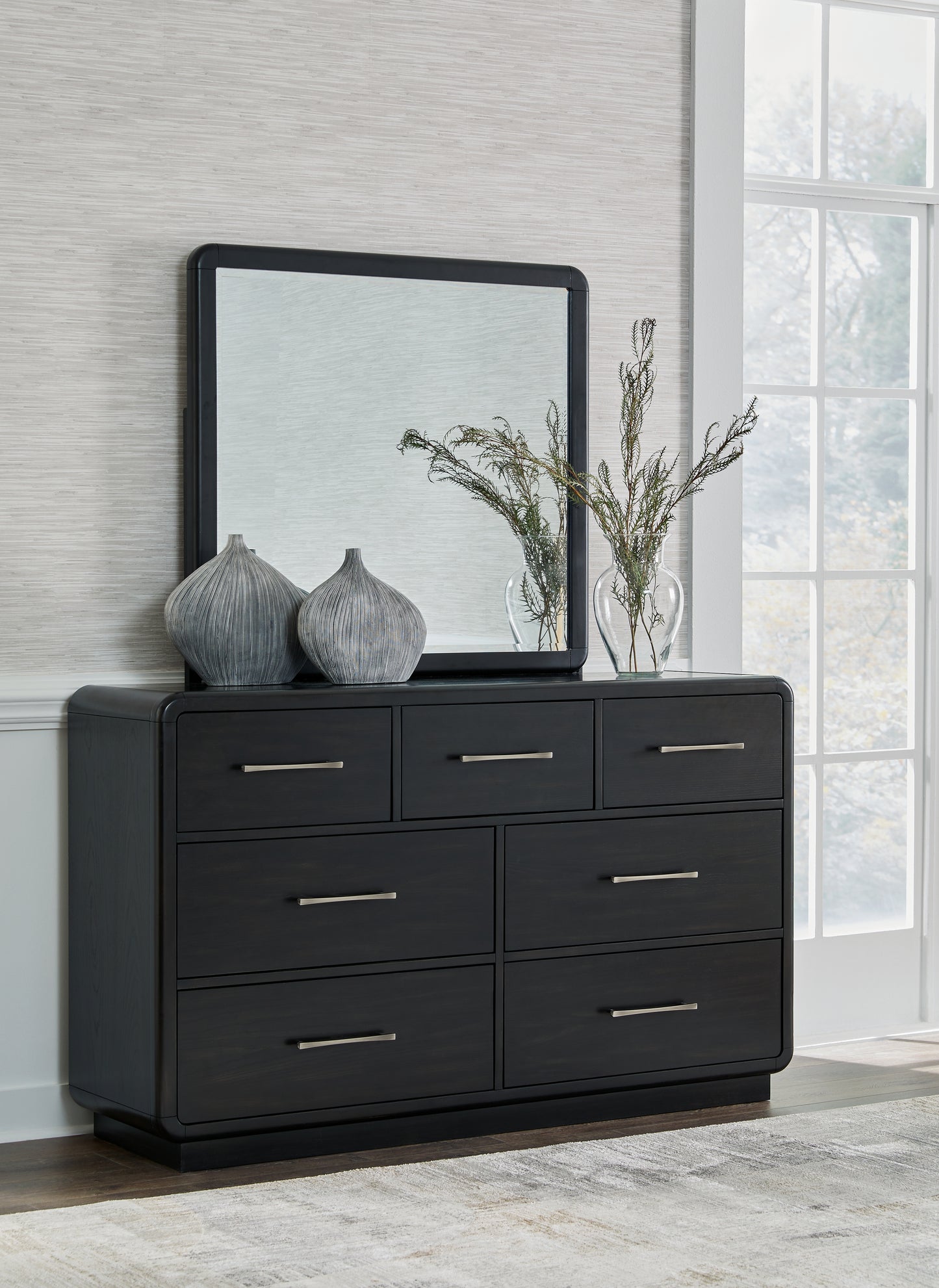 Myers Furniture Outlet - Ashley Furniture - Rowanbeck Bedroom - Dresser and Mirror / Black - B821B1