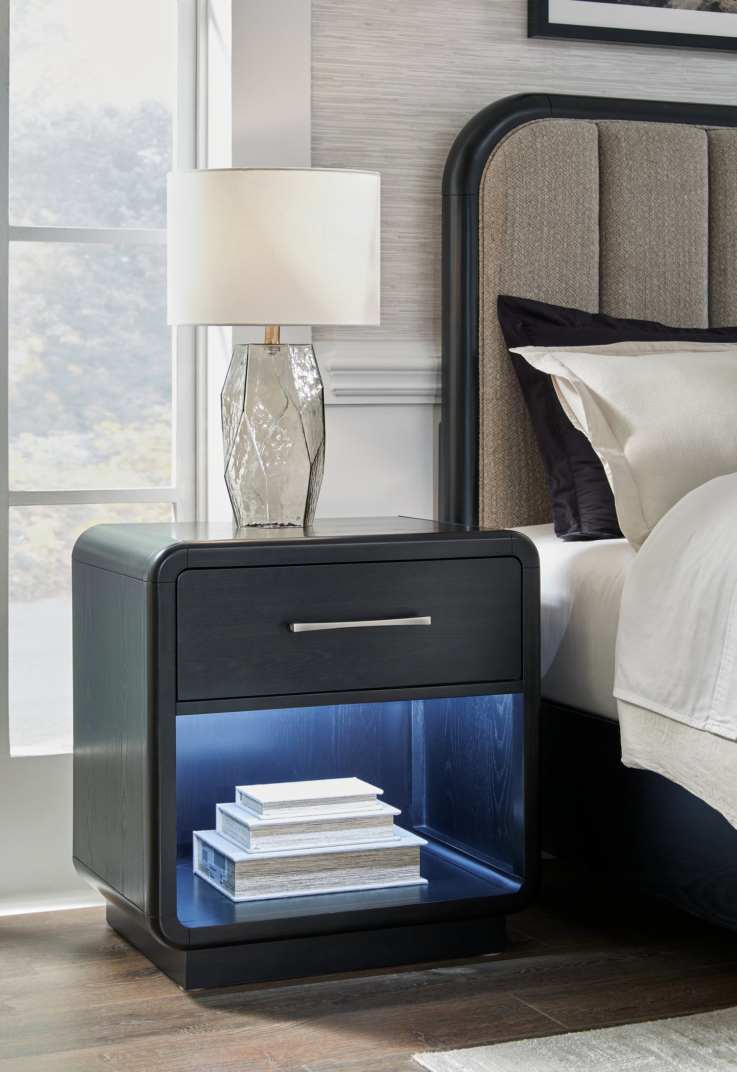 Myers Furniture Outlet - Ashley Furniture - Rowanbeck Bedroom - One Drawer Night Stand / Black - B821-91