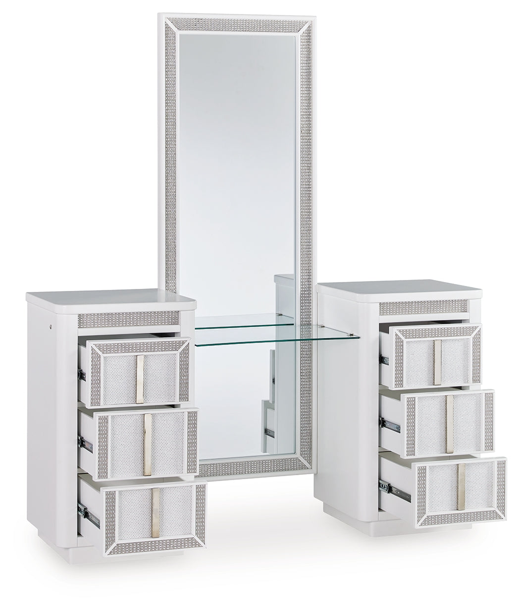 Myers Furniture Outlet - Ashley Furniture - Chalanna Vanity with Mirror - Vanity with Mirror / White - B822B7