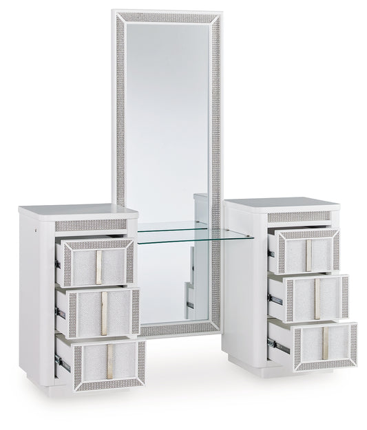 Myers Furniture Outlet - Ashley Furniture - Chalanna Vanity with Mirror - Vanity with Mirror / White - B822B7