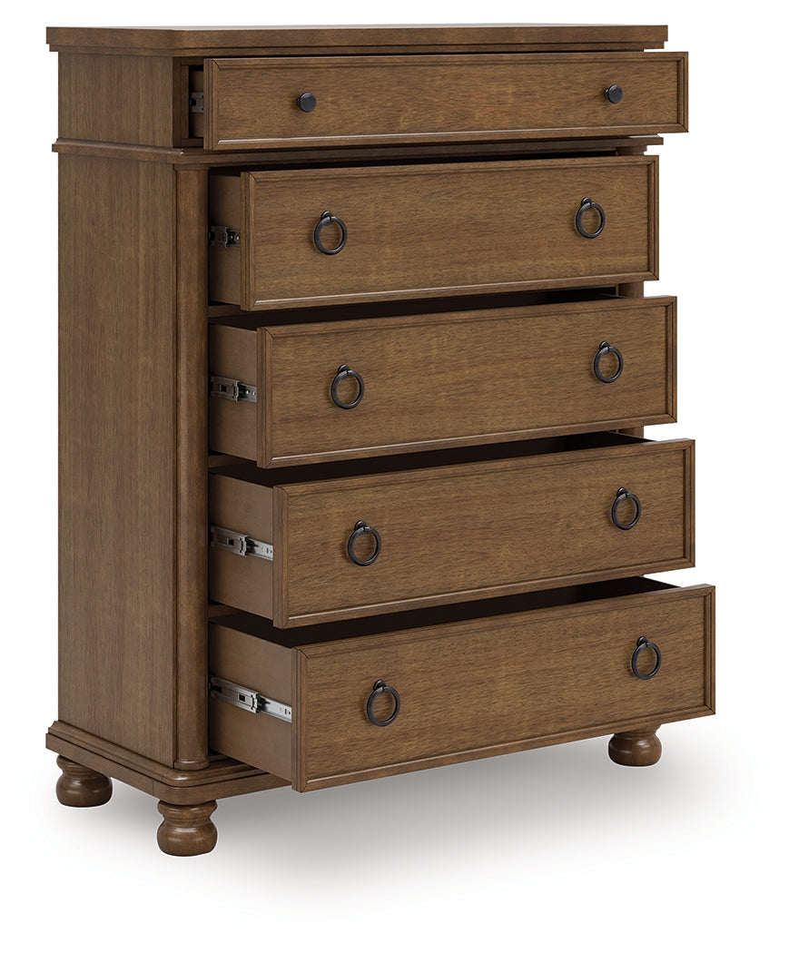 Myers Furniture Outlet - Ashley Furniture - Rowlenstown Bedroom - Five Drawer Chest / Brown - PCB824-46