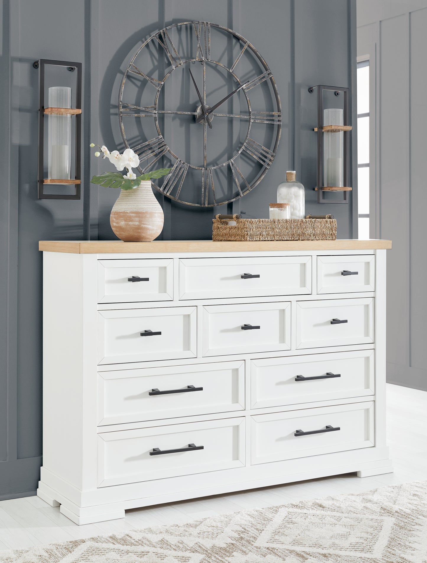 Myers Furniture Outlet - Ashley Furniture - Ashbryn Bedroom - Dresser and Mirror / White/Natural - B844B1