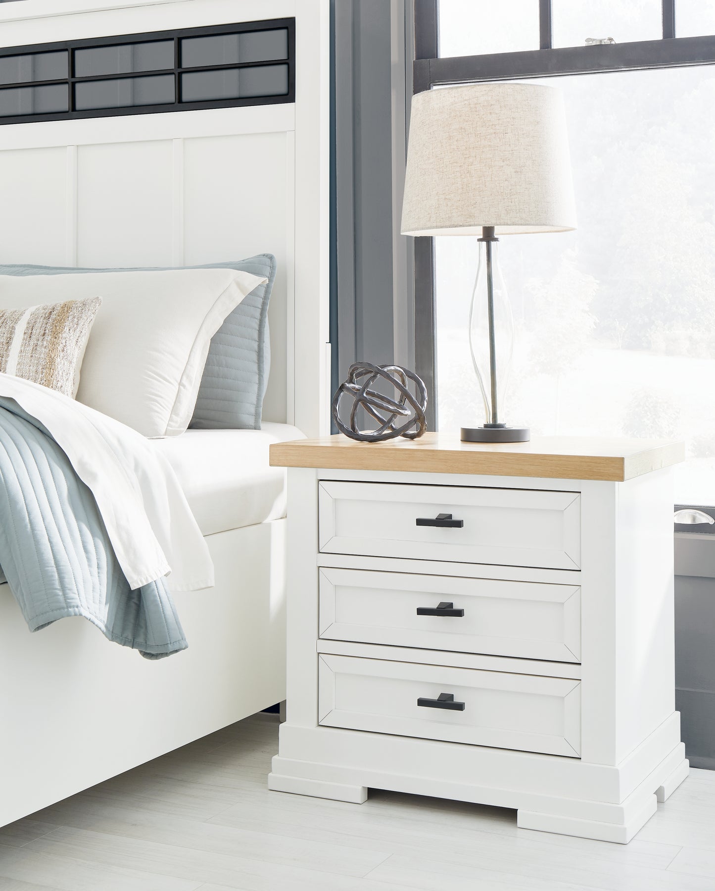 Myers Furniture Outlet - Ashley Furniture - Ashbryn Bedroom - Three Drawer Night Stand / White/Natural - B844-93