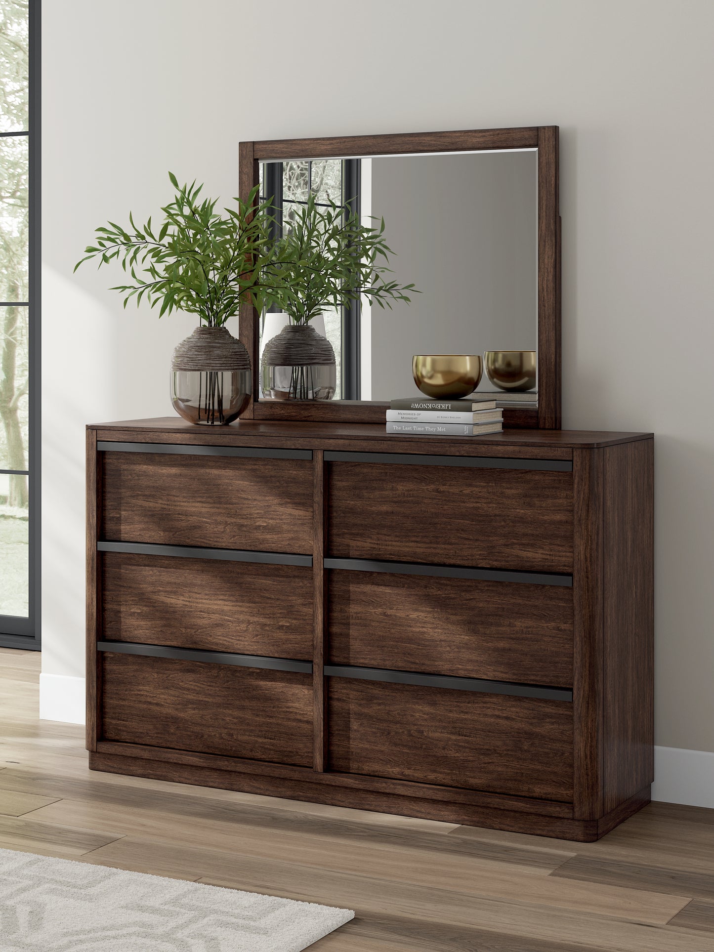 Myers Furniture Outlet - Ashley Furniture - Dilenno Bedroom - Dresser and Mirror / Dark Brown - PCB857B1
