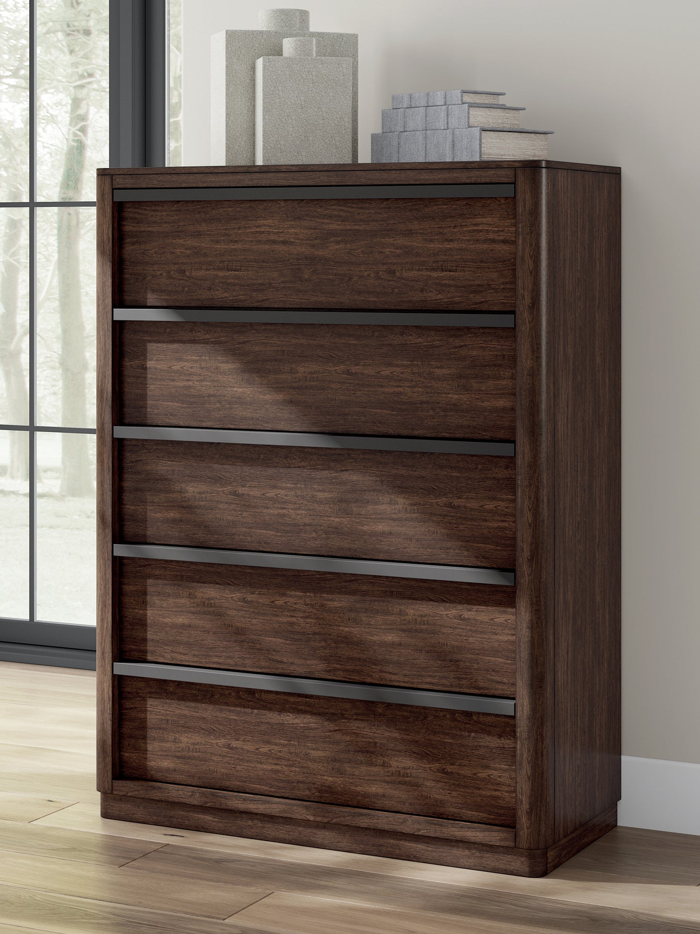 Myers Furniture Outlet - Ashley Furniture - Dilenno Bedroom - Five Drawer Chest / Dark Brown - PCB857-46