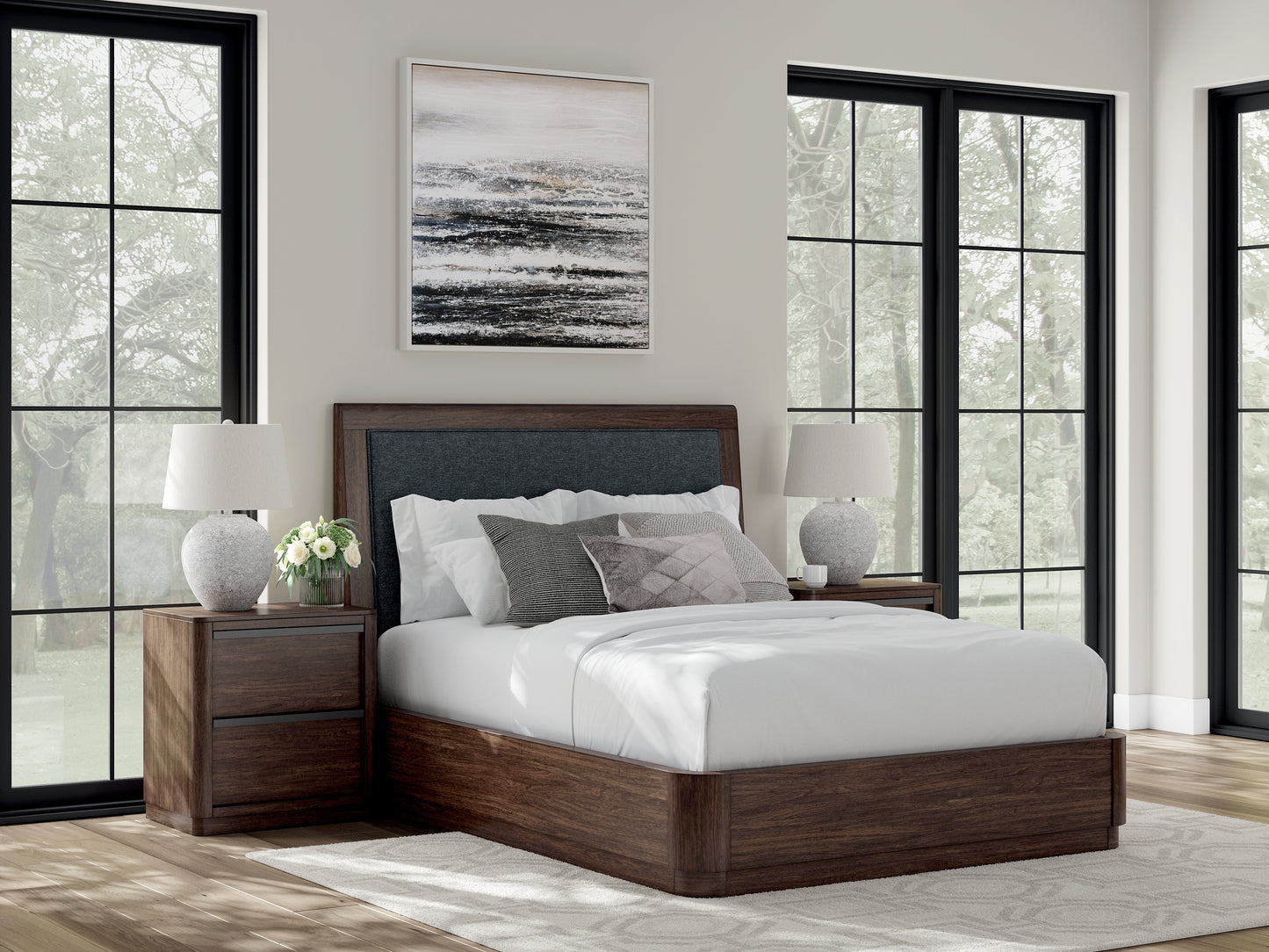Myers Furniture Outlet - Ashley Furniture - Dilenno Bedroom - Queen Upholstered Panel Bed / Dark Brown - PCB857B4